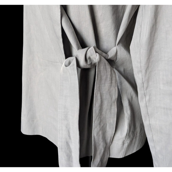 Crea Concept Gray Linen Blend Long Sleeve V Neck Wrap Blouse Top Size 40 Medium - Picture 7 of 12